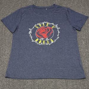 Unbranded Women's Guns N' Roses Short Sleeve Band T-Shirt Blue (Sz XL)